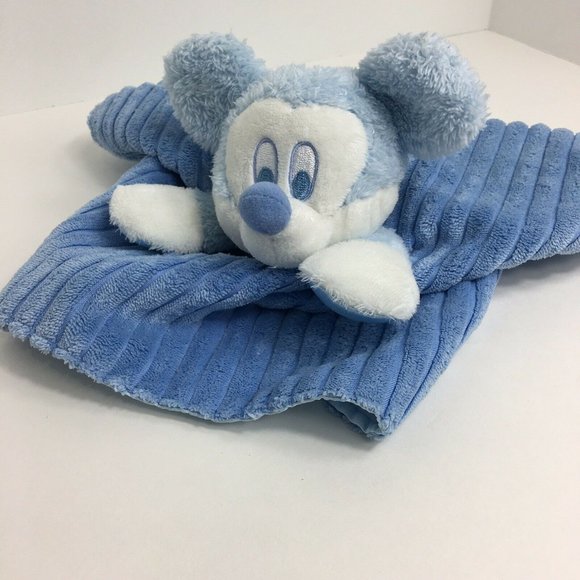 Disney My First Mickey Mouse Blue Plush Lovey Security Blanket Rattle Corduroy - Picture 9 of 12